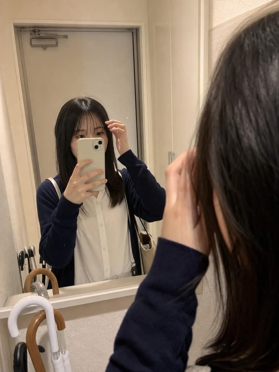 前髪の長さを相談する写真